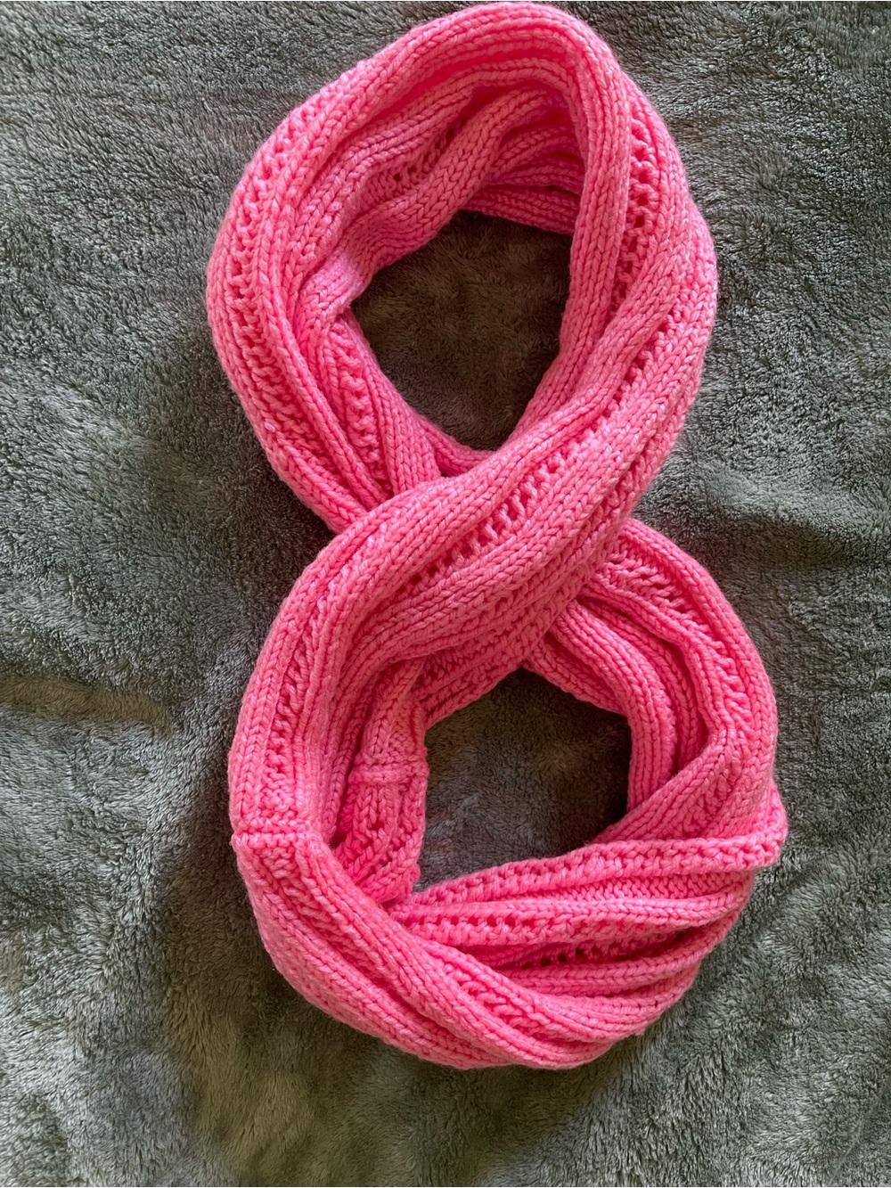Cozy Pink Knit Infinity Scarf